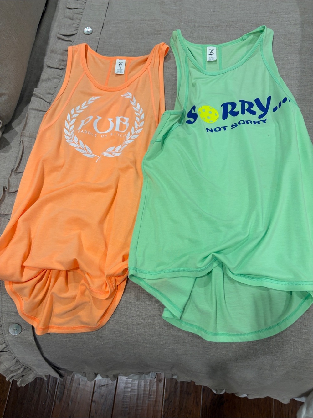 Kids Sleeveless Graphic Tank Top - Orange & Mint (Unbranded)